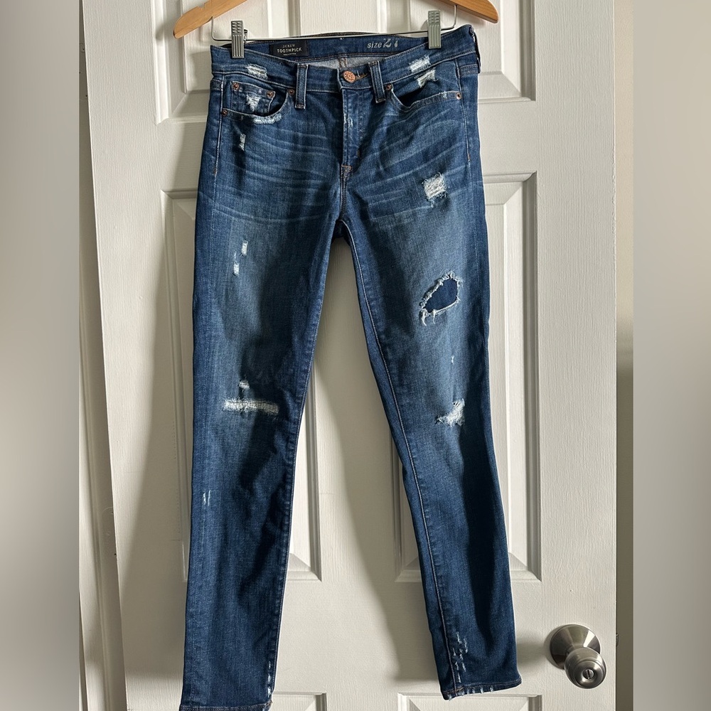 J. Crew Women’s Distressed Toothpick Jeans Size 27